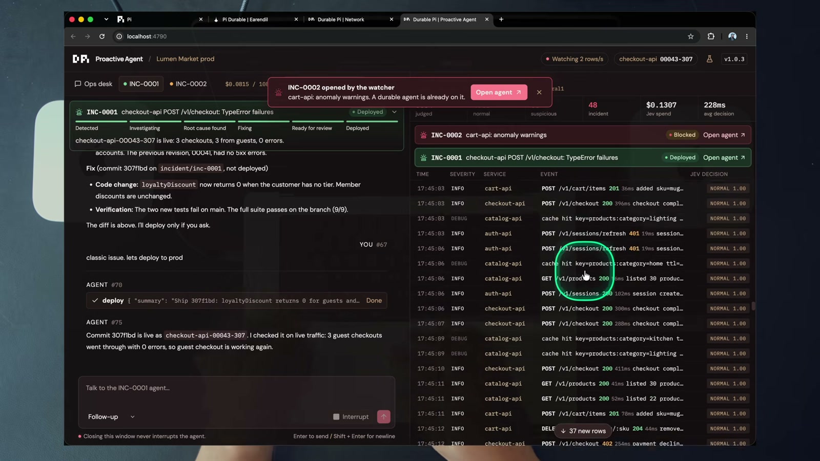 Jev cost counter for the whole session: thousands of rows classified for cents